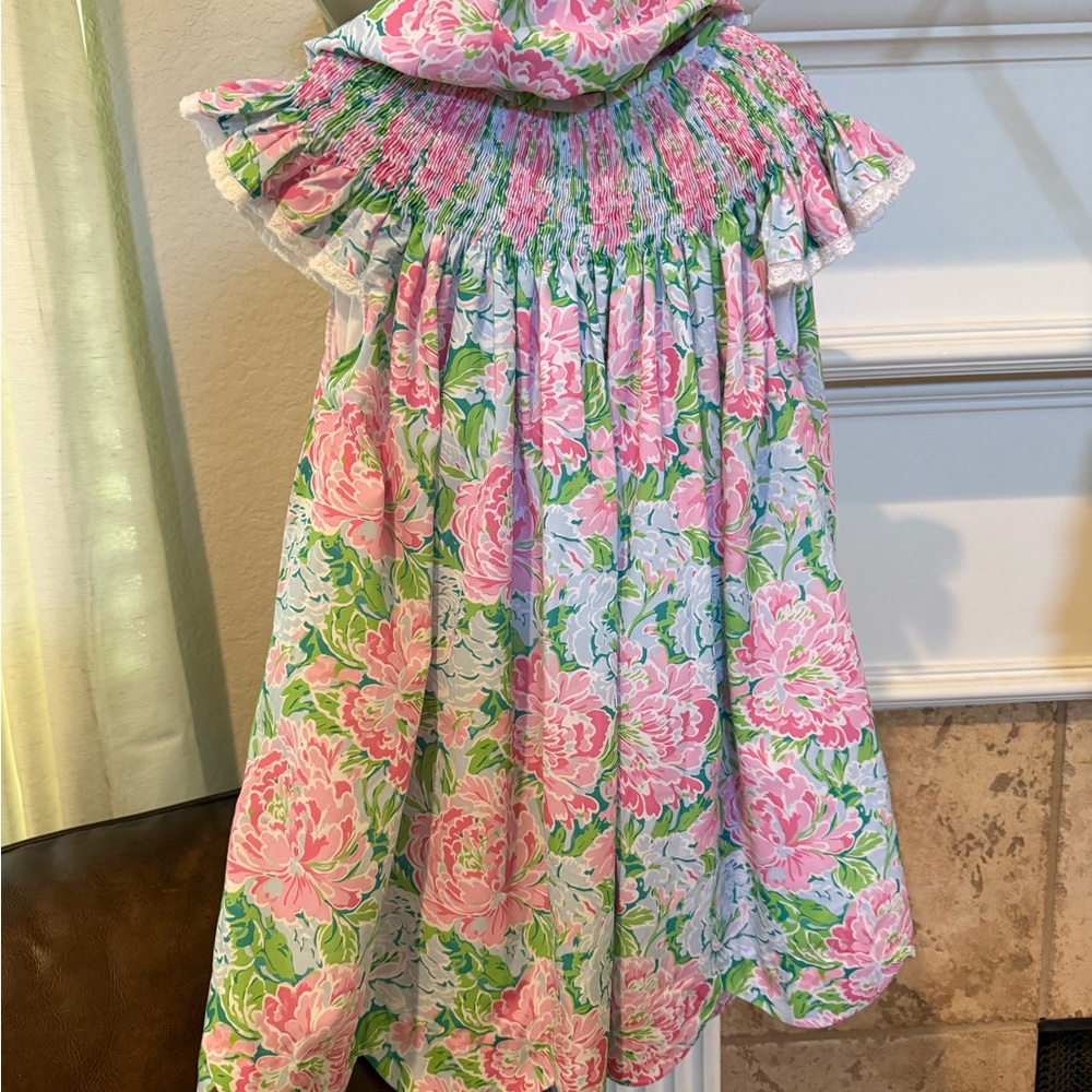 Floral Pink and Green Kids Dress